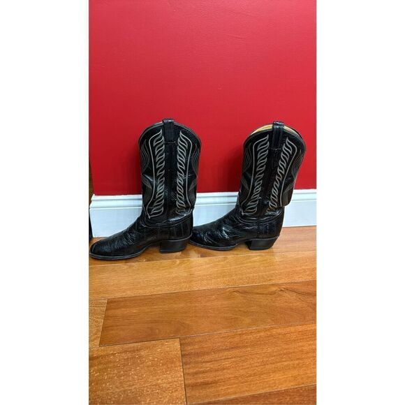 Tony Lama 13in Mens Midnight Black McCandles FQ Ostrich Cowboy Boots 9.5 - Picture 2 of 12
